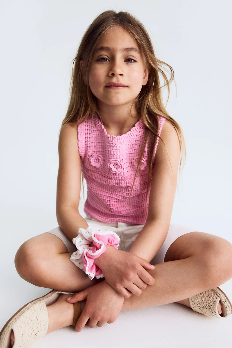 Appliquéd Crochet-Look Top