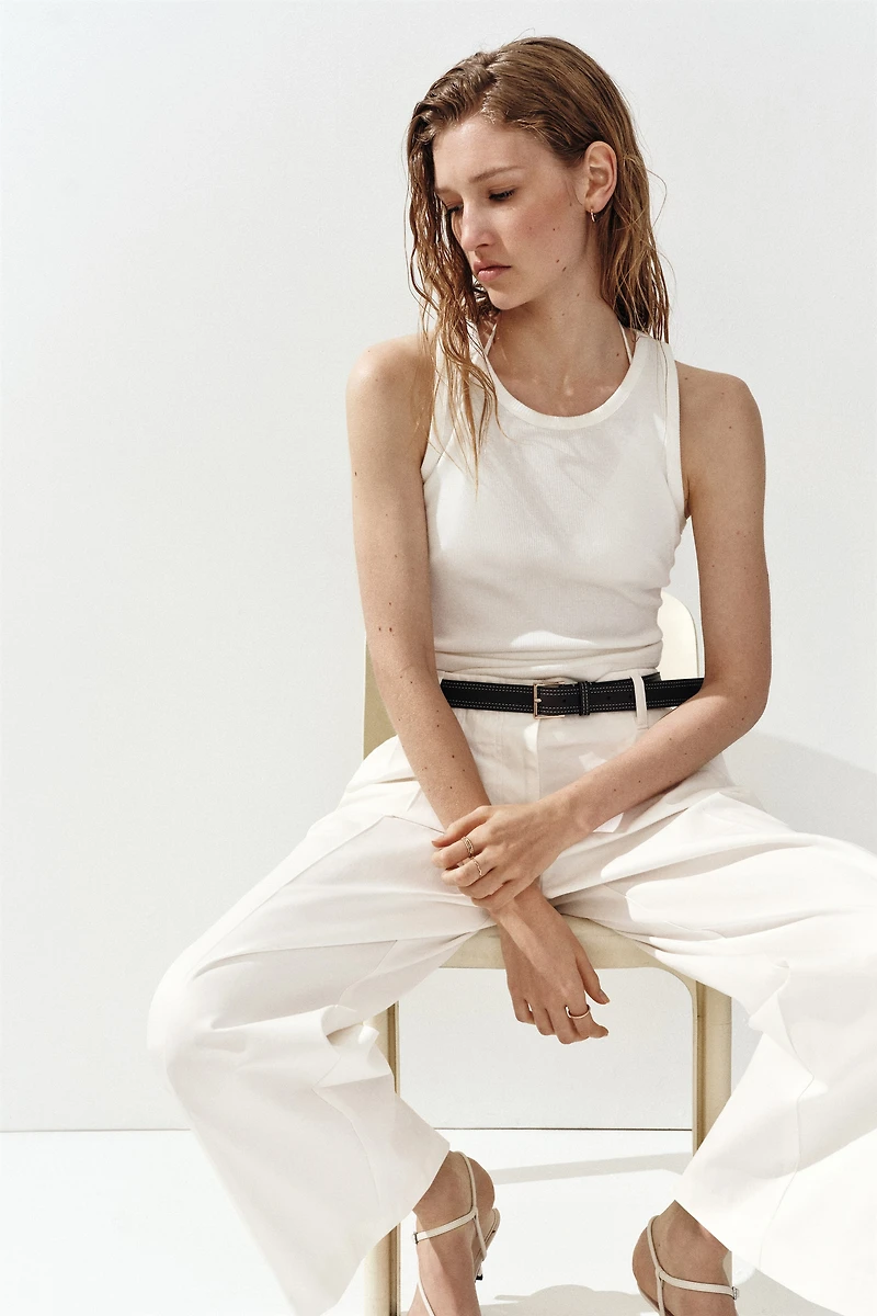 Belted Cotton Chinos
