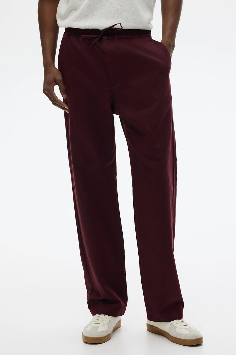 Regular-Fit Linen-Blend Pants