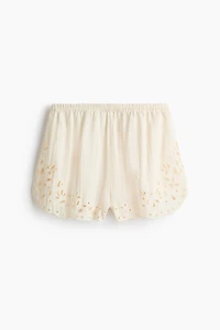 Shorts with Eyelet Embroidery