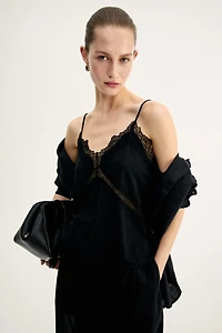 Lace-Trimmed Ponte Camisole Top