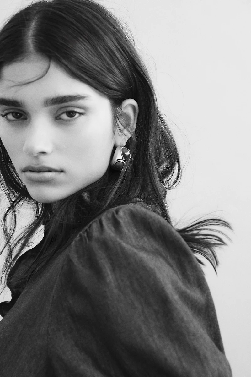 Blouse volantée en denim