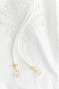 Eyelet-Embroidered Top with Tie Shoulder Straps