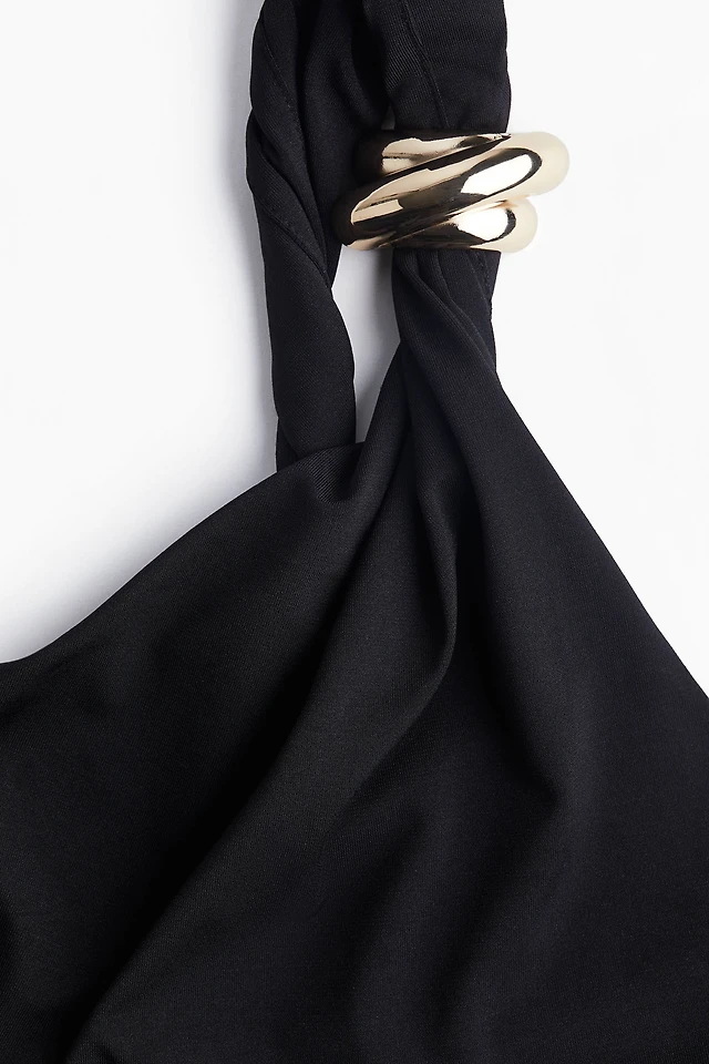 h&m black one shoulder dress Ladies - Black Ruffle-Trimmed One-Shoulder Dress - Size: XXL