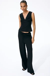 Linen-Blend Tie-Back Top
