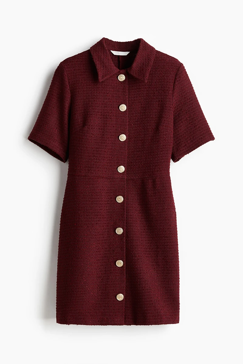 Button-Front Bouclé Dress