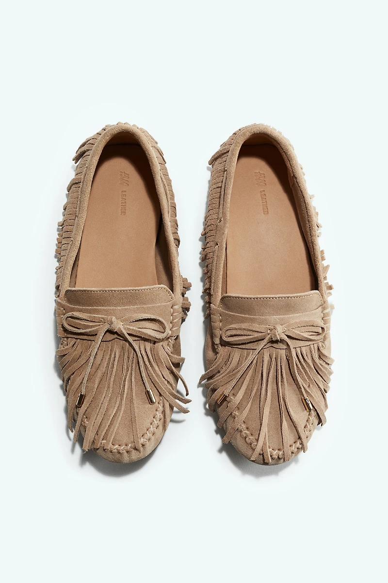 Fringed Suede Loafers