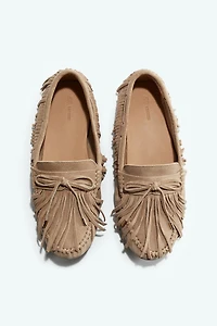 Fringed Suede Loafers