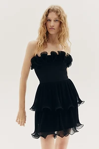 Robe bandeau à volant ruché