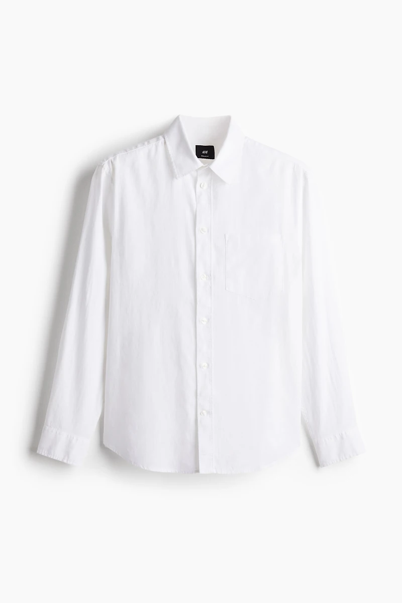 Regular-Fit Linen-Blend Shirt