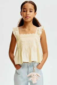 Lace-Trimmed Cotton Top