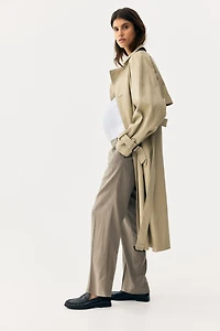 MAMA Linen-Blend Dress Pants