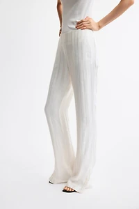 Flared Linen-Blend Pants