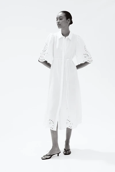 Robe chemisier avec broderie anglaise