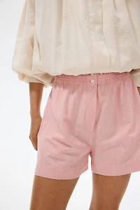 Linen-Blend Paper-Bag Shorts