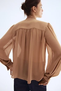 Bow-Collar Chiffon Blouse