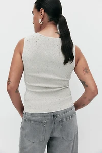Rhinestone-Embellished Sleeveless Top