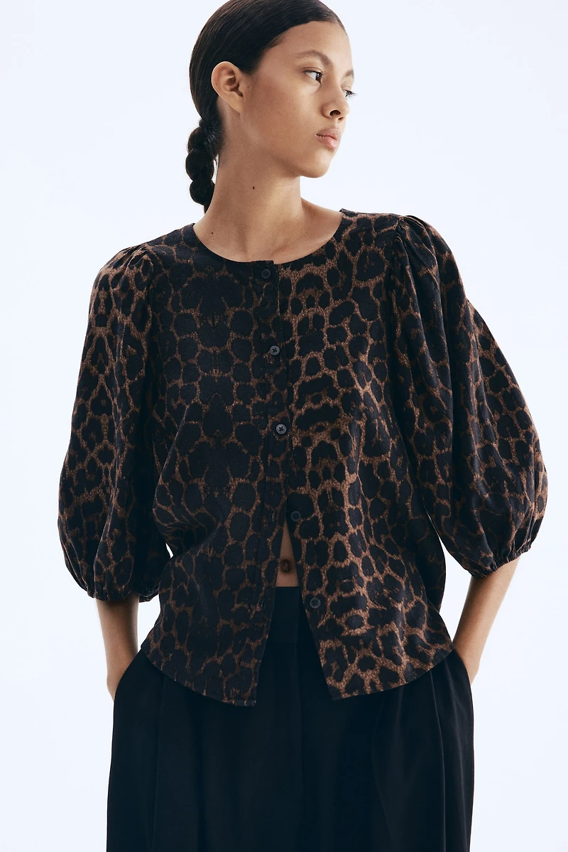 Linen-Blend Blouse