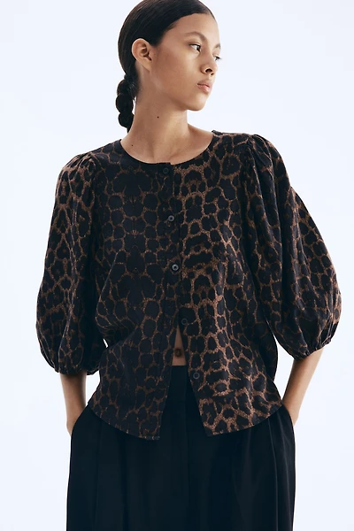 Linen-Blend Blouse