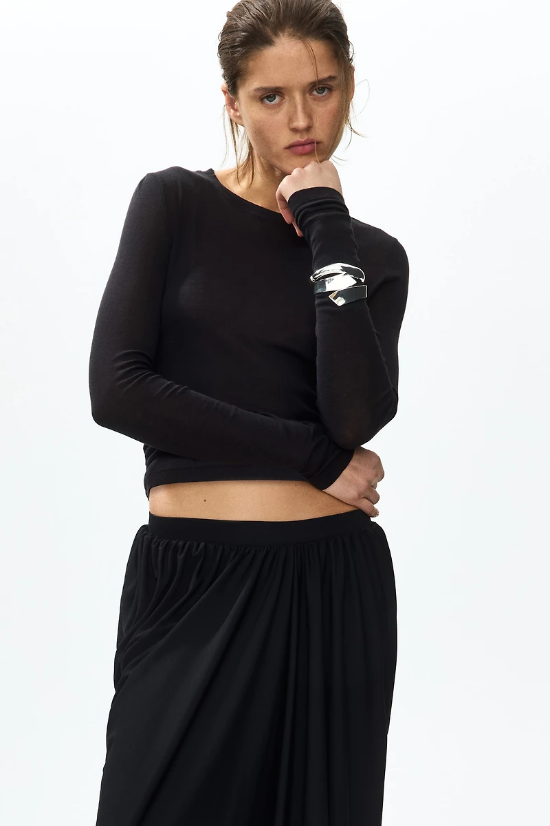 Cropped Barrel-Leg Pants