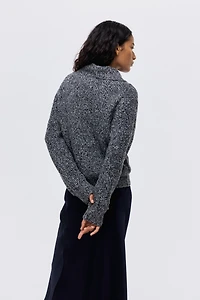 Chandail tricot côtelé avec col à fermeture éclair