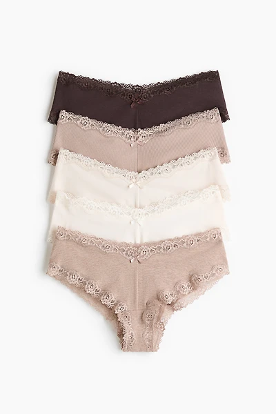 5-pack Cotton and Lace Hipster Briefs