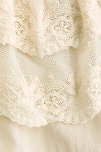 Flounced Top with Embroidery