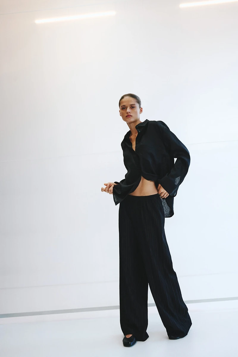 Crinkled Pull-On Pants