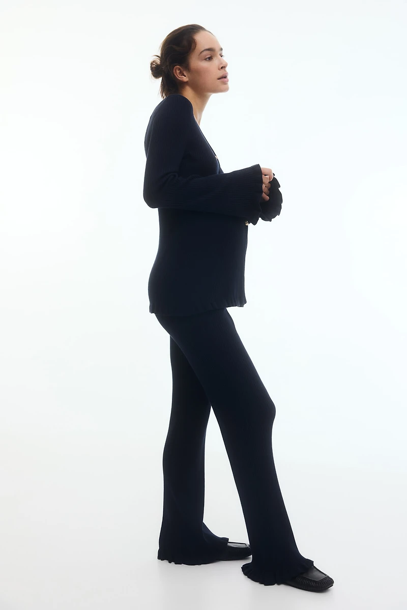 MAMA Flared Rib-Knit Pants