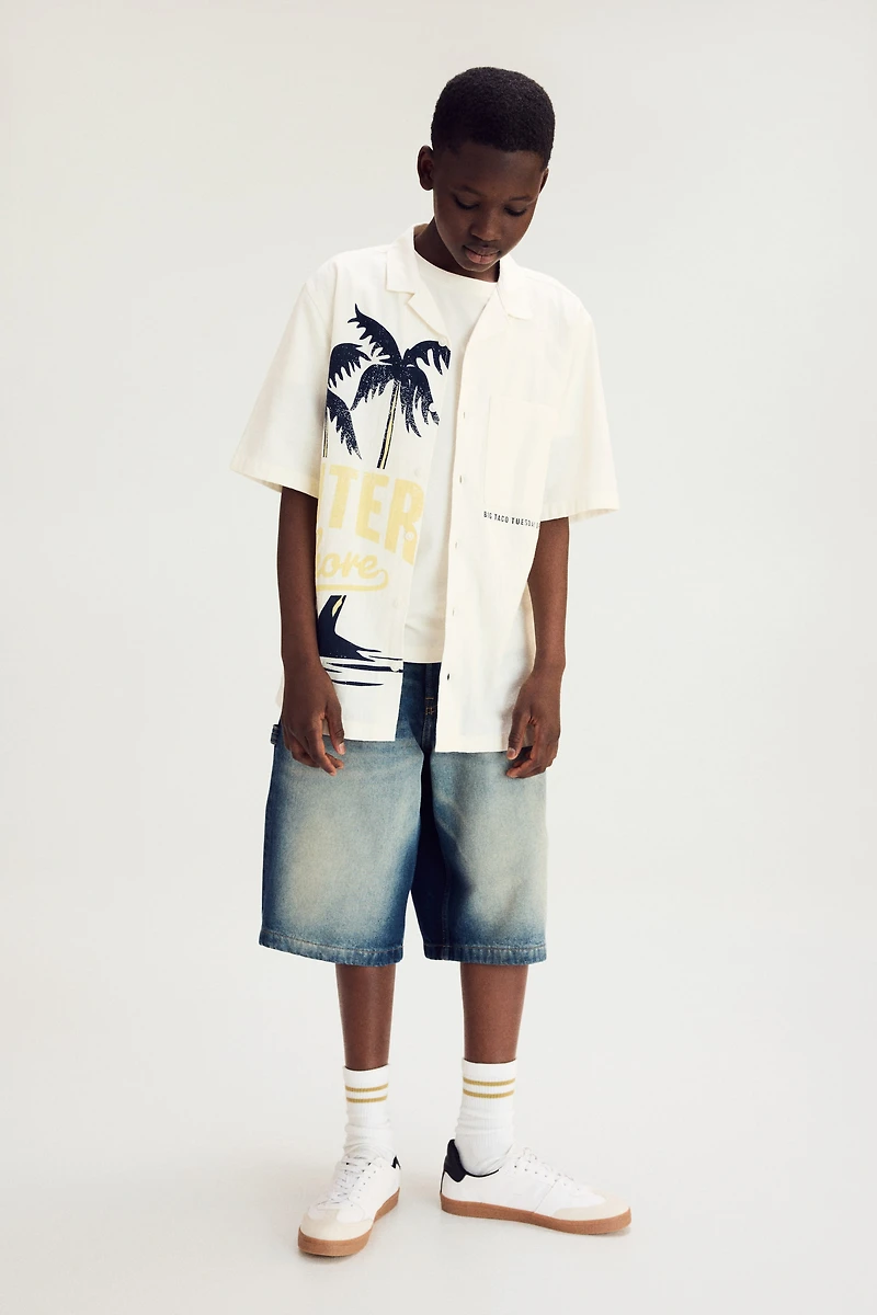 Chemise en coton à col cubain