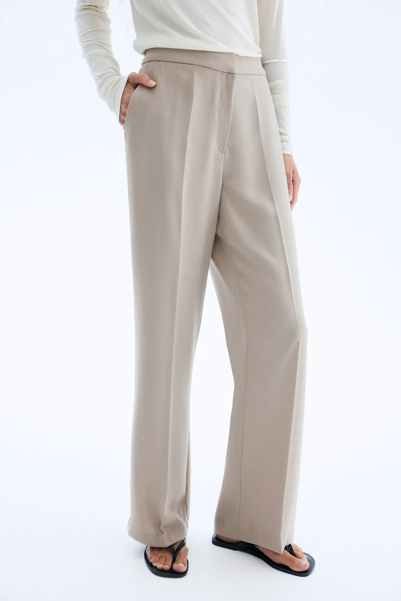 Straight-Leg Creased Pants