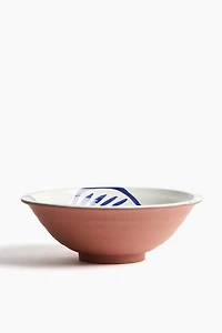 Hand-Painted Terracotta Serving Bowl