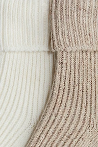 Lot de 2 paires chaussettes en tricot côtelé