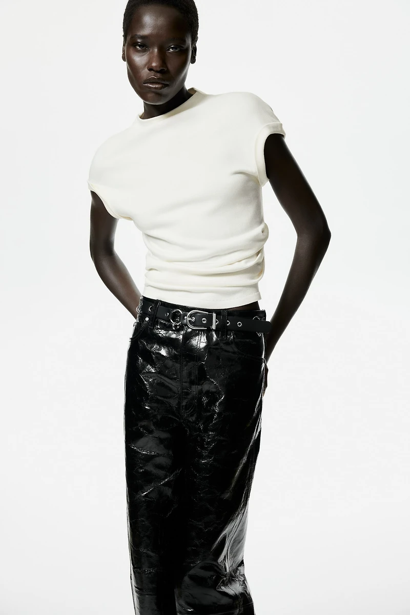 Draped Fine-Knit Top