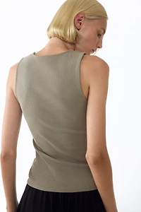 Draped-Detail Ribbed Top