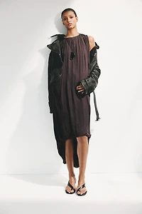 Draped Bubble-Hem Dress