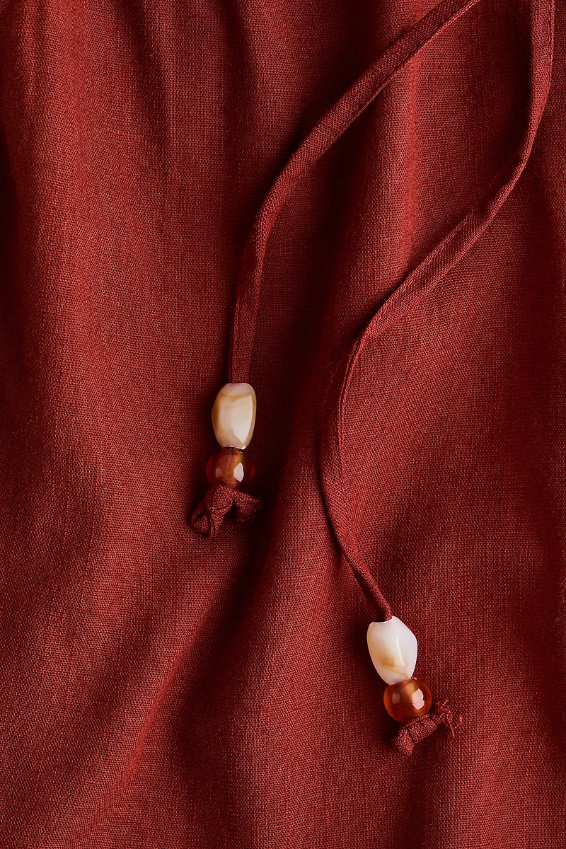 Linen-Blend Drawstring Pants