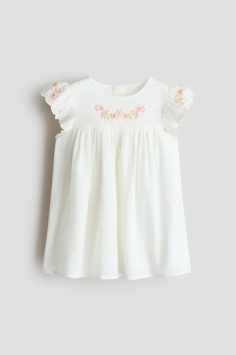 Embroidered-Detail Cotton Dress