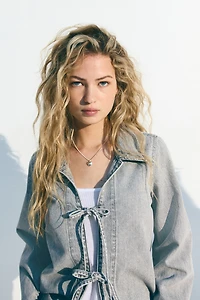 Tie-Front Denim Jacket
