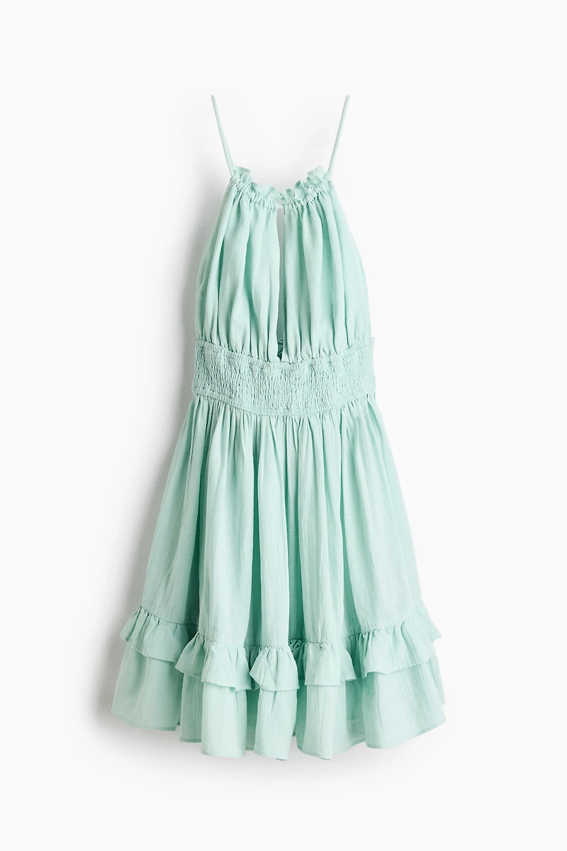 Linen-Blend Dress with a Flared Skirt