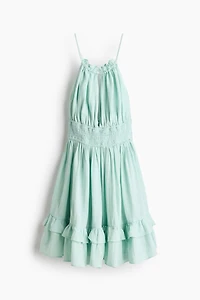 Linen-Blend Dress with a Flared Skirt