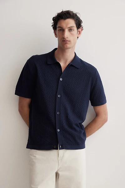 Regular-Fit Textured-Knit Shirt