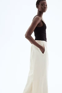 Linen-Blend Crop Pants