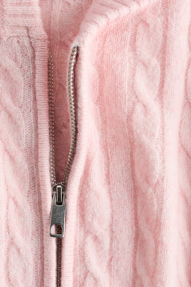 Cable-Knit Cardigan with Zipper