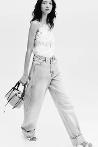 Haut en lin mélangé avec dentelle