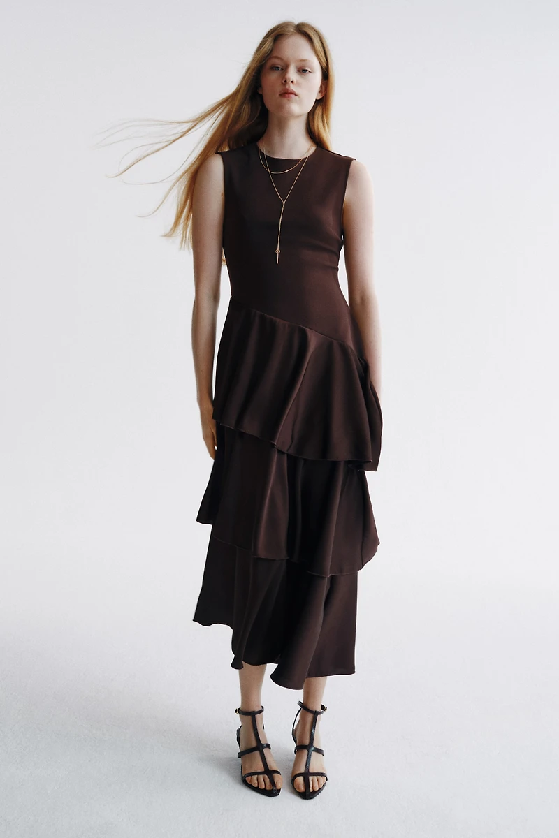 Robe en jersey romanite avec jupe satin