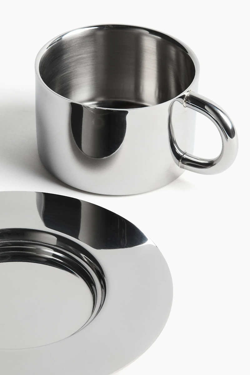 Stainless Steel Cup and Saucer