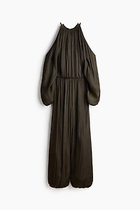 Cold-shoulder satin jumpsuit