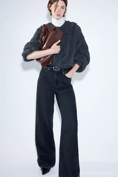 Cable-Knit Cardigan with Collar