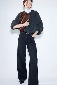 Cable-Knit Cardigan with Collar